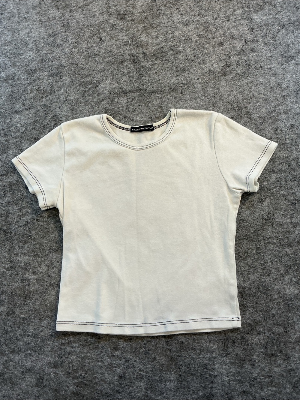 BRANDY MELVILLE Cream Crewneck Short Sleeve Tee Size S